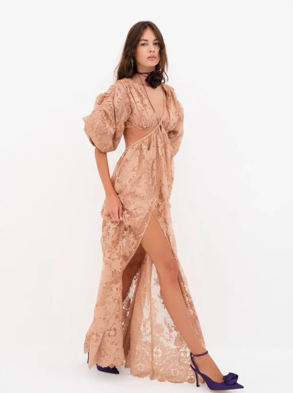 Shop For Love & Lemons Louisa Maxi Dress Neutral