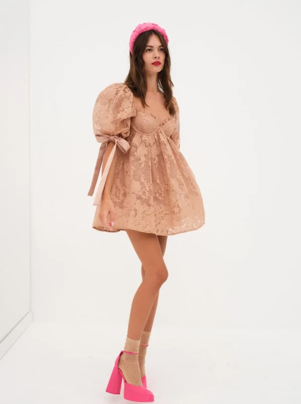 Cheap For Love & Lemons Louisa Mini Dress Neutral