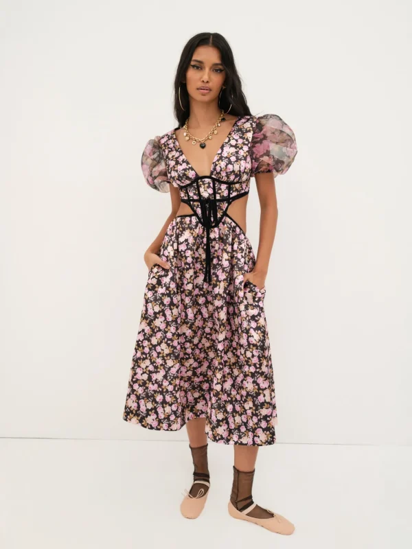 Hot For Love & Lemons Maddison Midi Dress Black