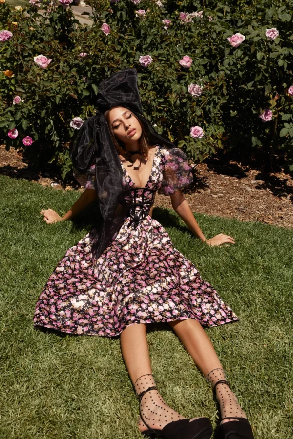 Hot For Love & Lemons Maddison Midi Dress Black