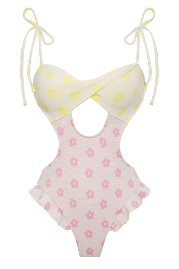 Cheap For Love & Lemons Magdalene One Piece Yellow