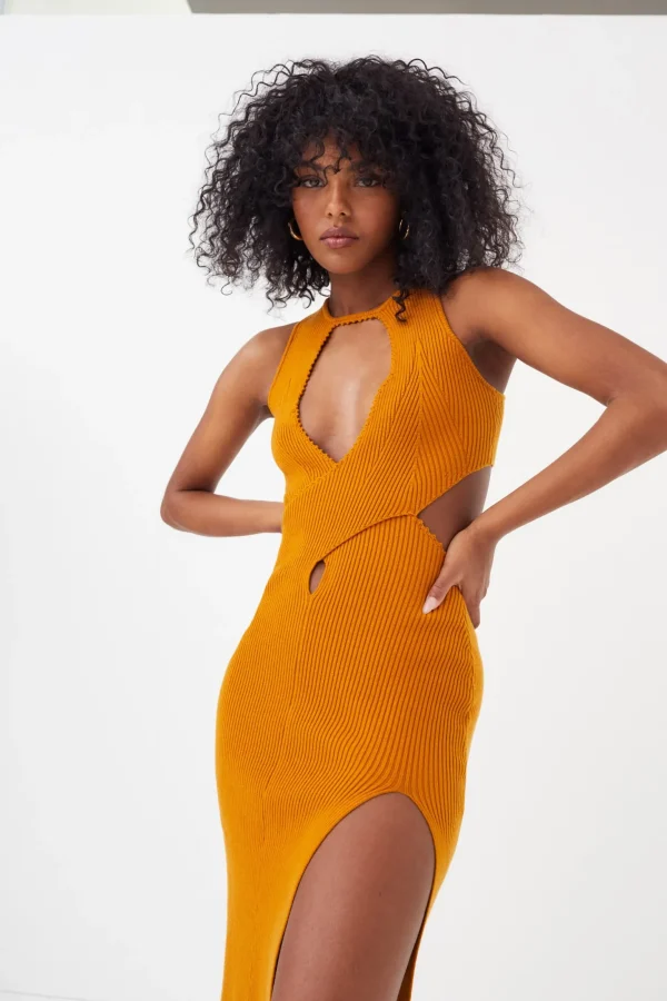 Store For Love & Lemons Maggie Midi Dress Orange