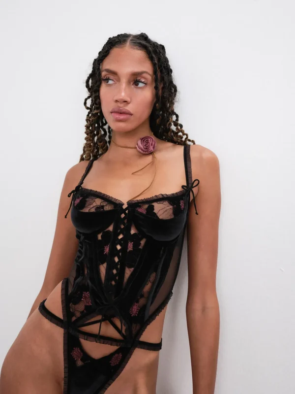 Fashion For Love & Lemons Margot Bodysuit Black