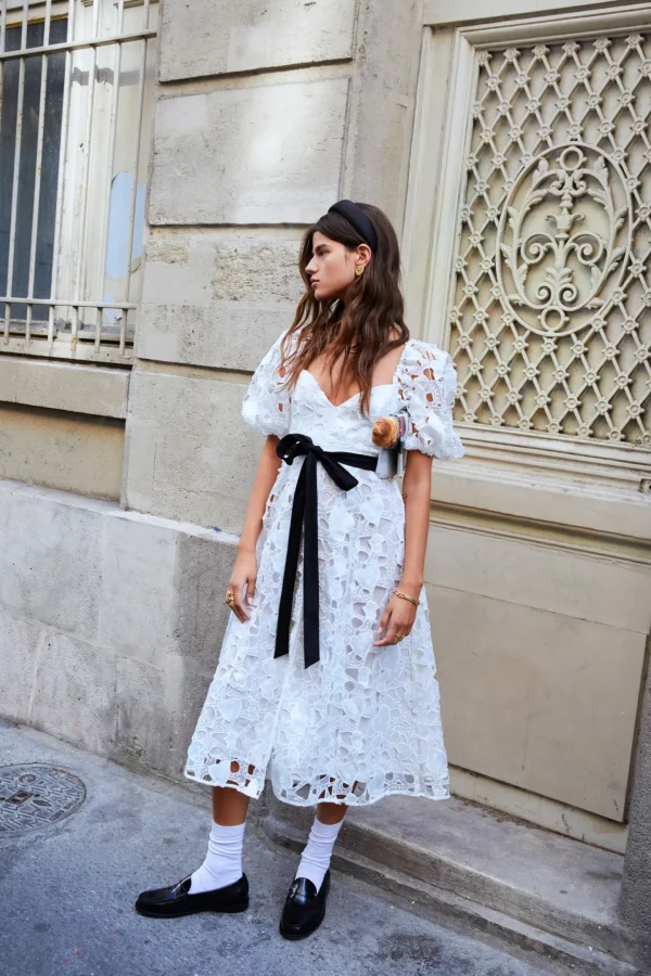 New For Love & Lemons Marlene Midi Dress White