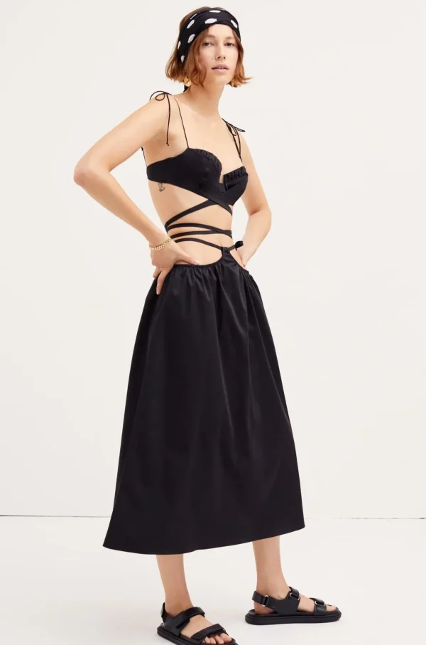 Cheap For Love & Lemons Marley Midi Skirt Black