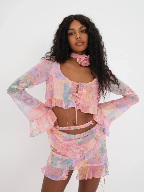 Store For Love & Lemons Mavis Crop Blouse Multi