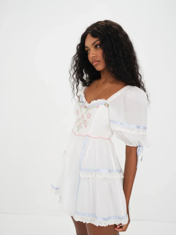 Fashion For Love & Lemons Meadow Mini Dress White