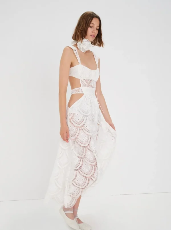 Best For Love & Lemons Megan Midi Dress White