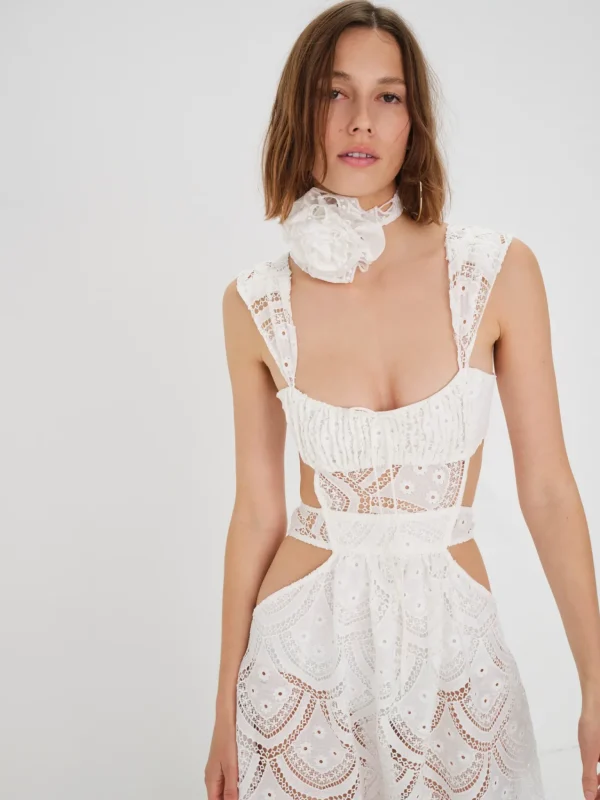 Best For Love & Lemons Megan Midi Dress White