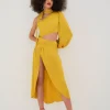 New For Love & Lemons Mila Midi Dress Gold