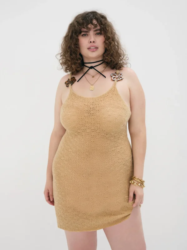 New For Love & Lemons Mirabel Mini Dress Neutral