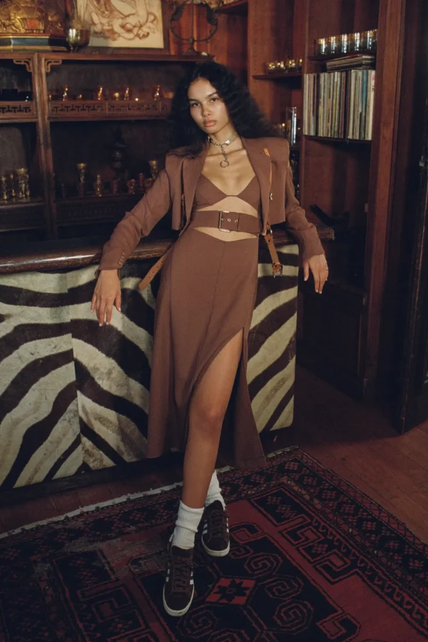 Best For Love & Lemons Natasha Midi Dress Neutral