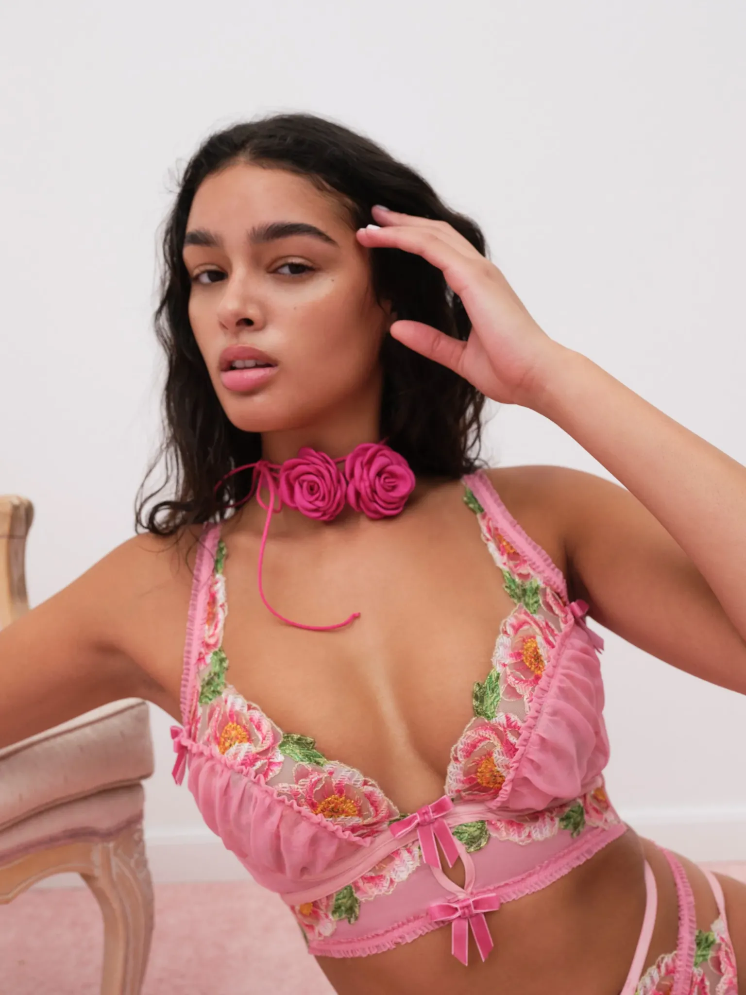 needle_point_roses_bustie_0.webp Fashion For Love & Lemons Needle Point Roses Bustier Pink