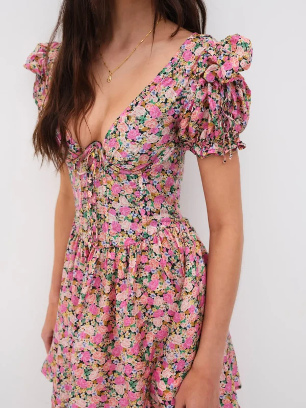 Store For Love & Lemons Paulina Puff Sleeve Mini Dress Multi