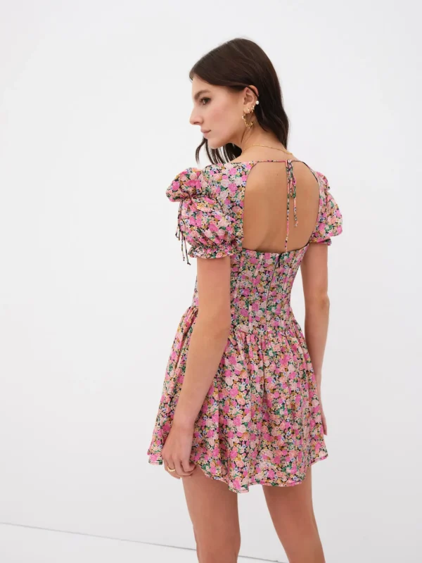 Store For Love & Lemons Paulina Puff Sleeve Mini Dress Multi