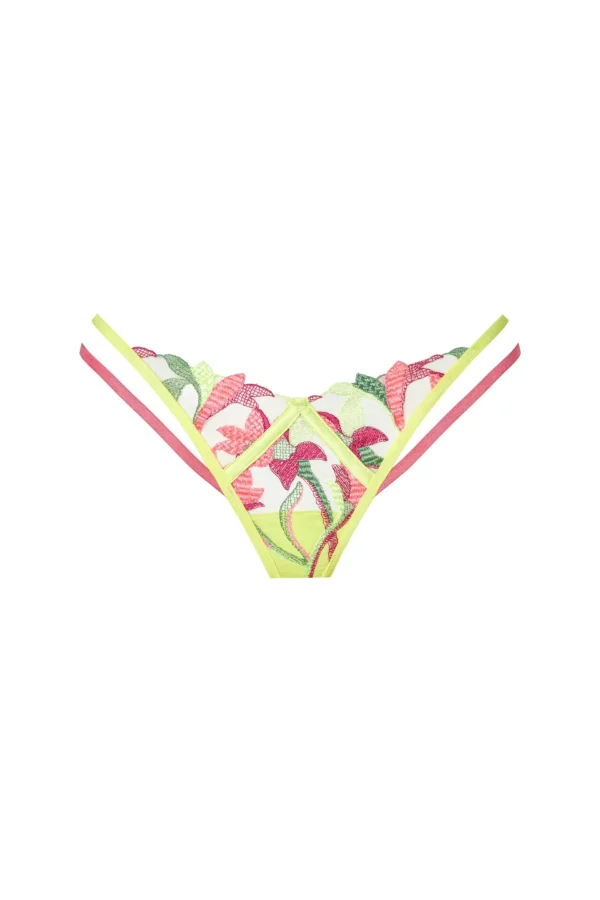 Sale For Love & Lemons Petunia Embroidery Thong Panty Pink
