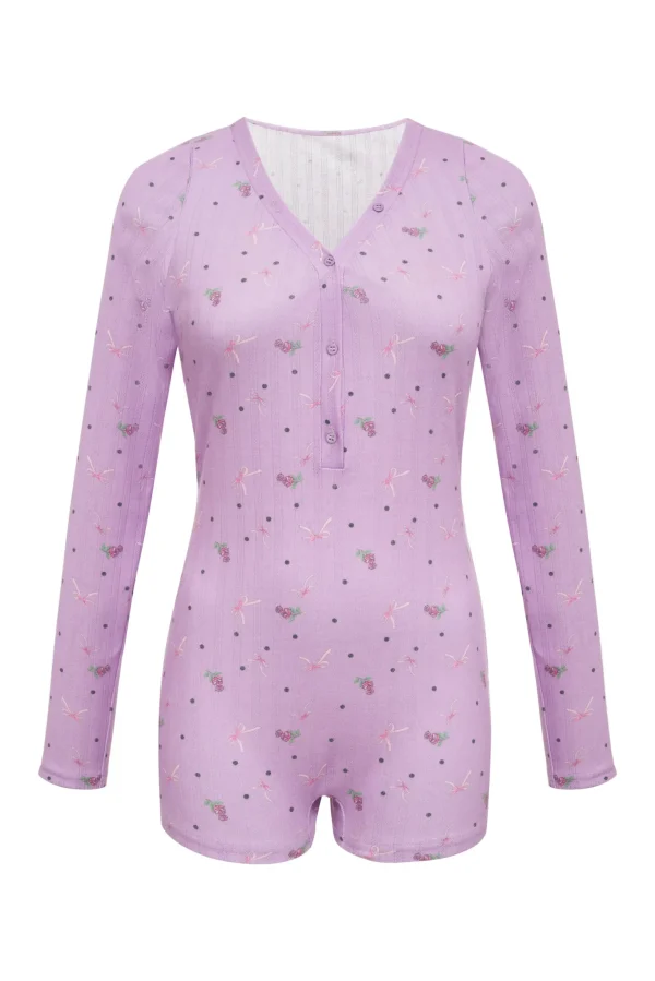 Cheap For Love & Lemons Pointelle Deep V Onesie Pink