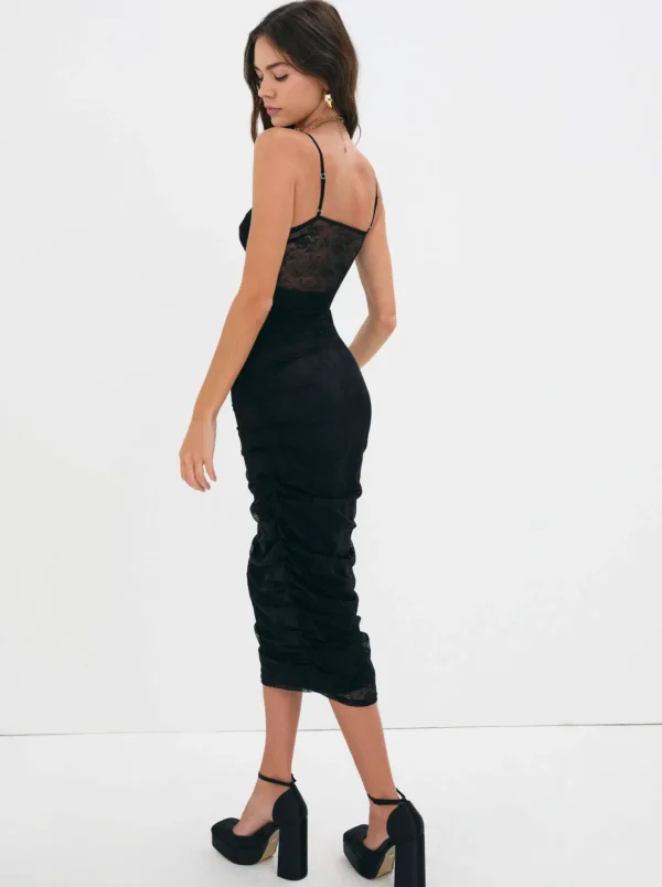 Cheap For Love & Lemons Poison Ruched Dress Black