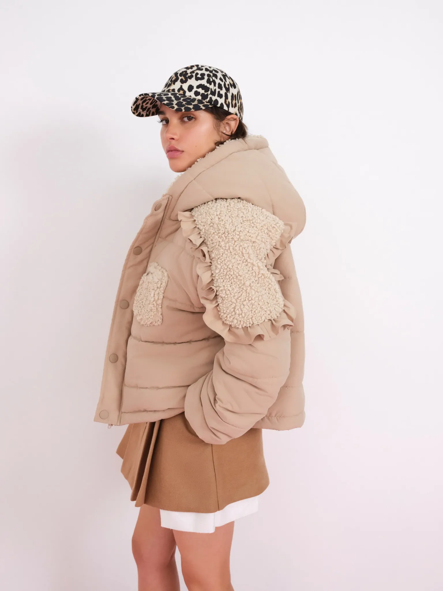 puffer_jacket_with_ruffle_3-2.webp Shop For Love & Lemons Puffer Jacket With Ruffle Trim Neutral