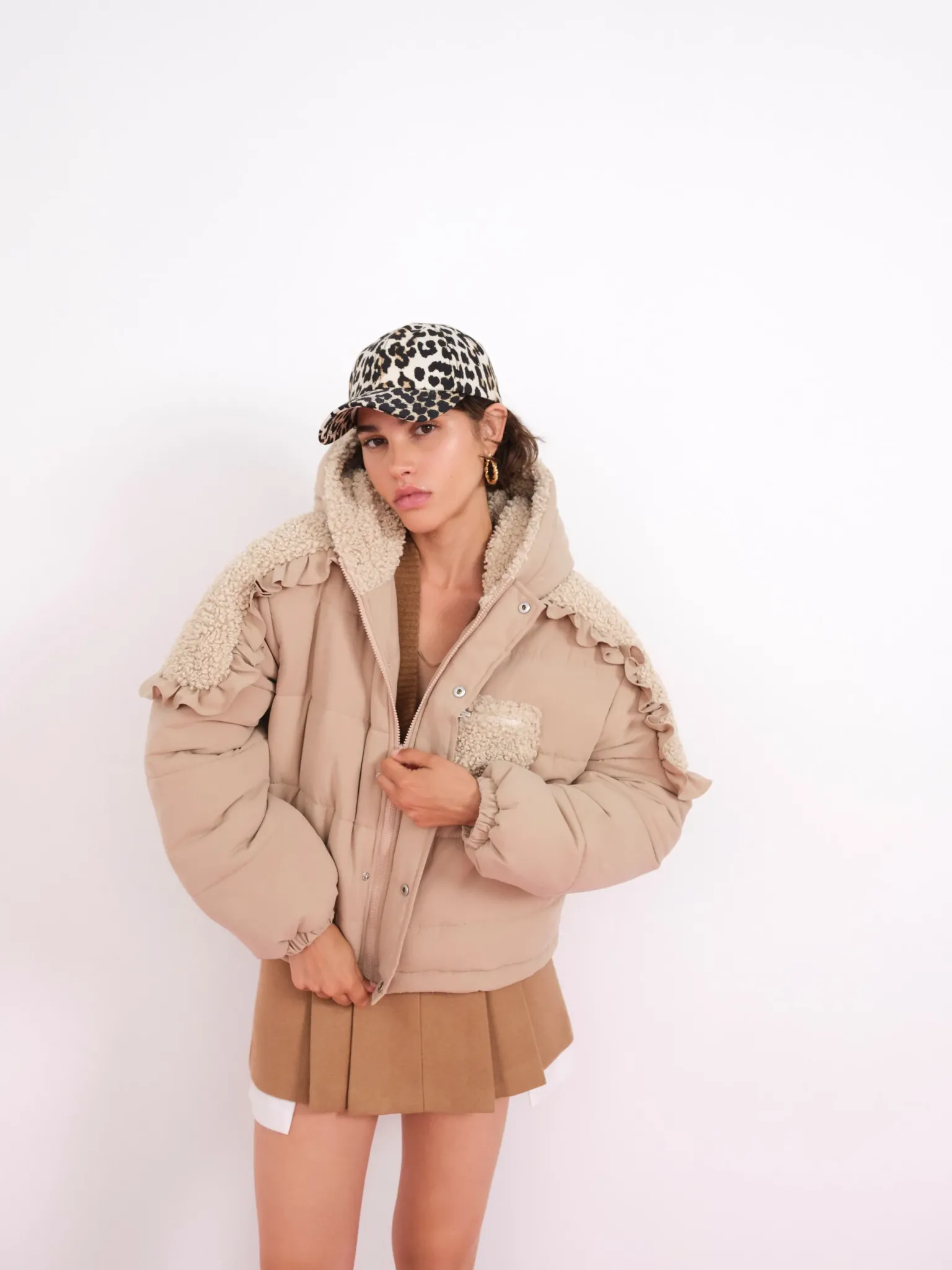 puffer_jacket_with_ruffle_4-1.webp Shop For Love & Lemons Puffer Jacket With Ruffle Trim Neutral