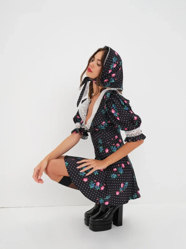 Online For Love & Lemons Raisa Mini Dress Black