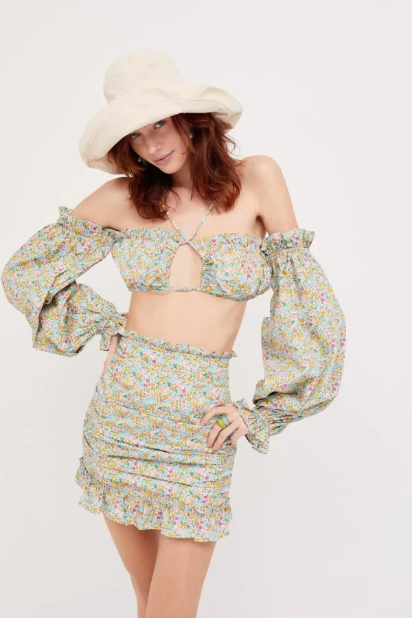 Online For Love & Lemons Raleigh Mini Skirt Blue