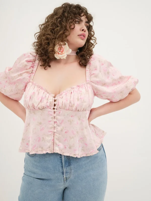 Online For Love & Lemons Rhoda Blouse Pink