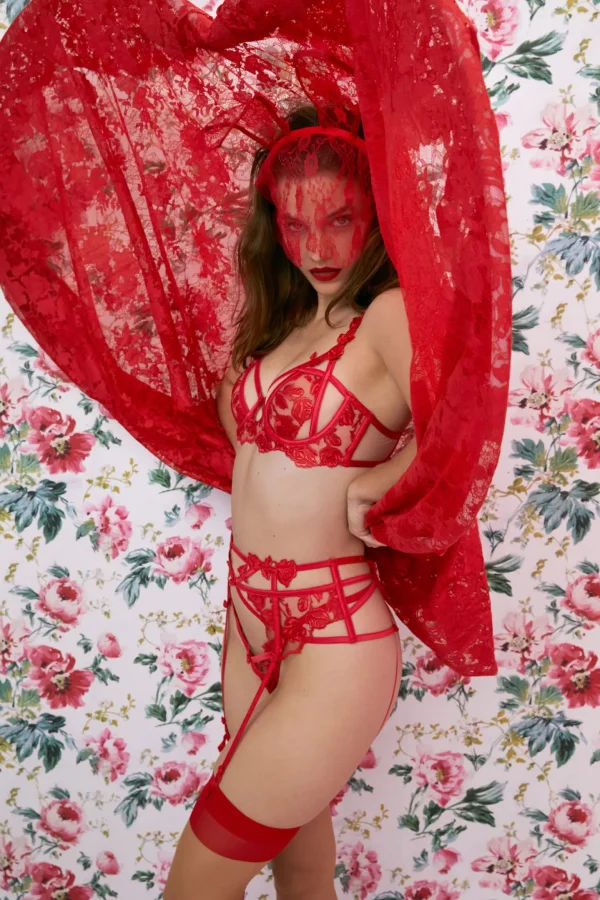 Best Sale For Love & Lemons Romantic Roses Garter Red