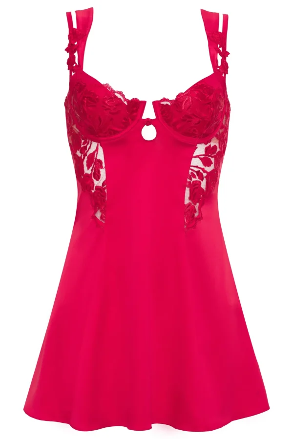 Fashion For Love & Lemons Romantic Roses Printed Slip Red