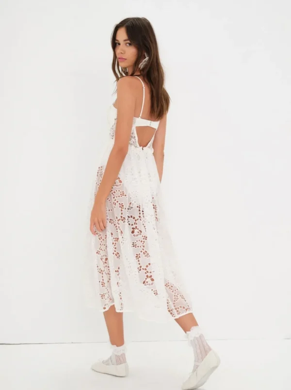 Clearance For Love & Lemons Romi Midi Dress White