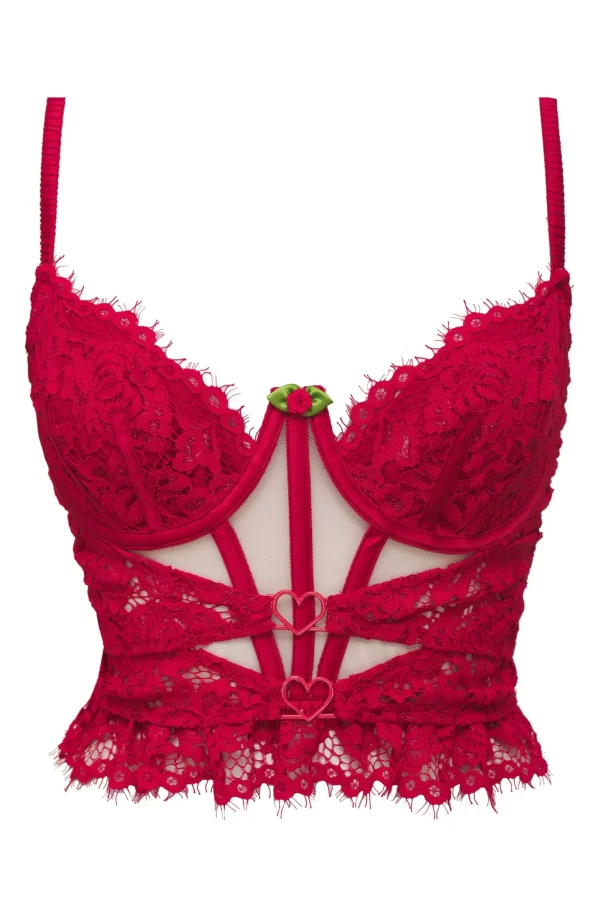 Sale For Love & Lemons Rosa Lace Bustier Red