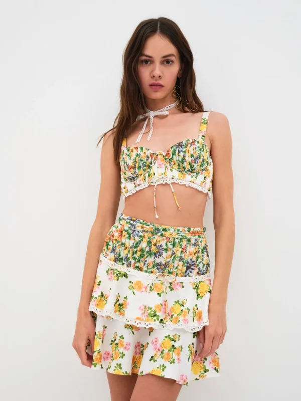 Cheap For Love & Lemons Rosalyn Skirt White