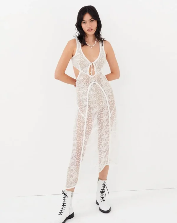 Cheap For Love & Lemons Rosanna Midi Dress White