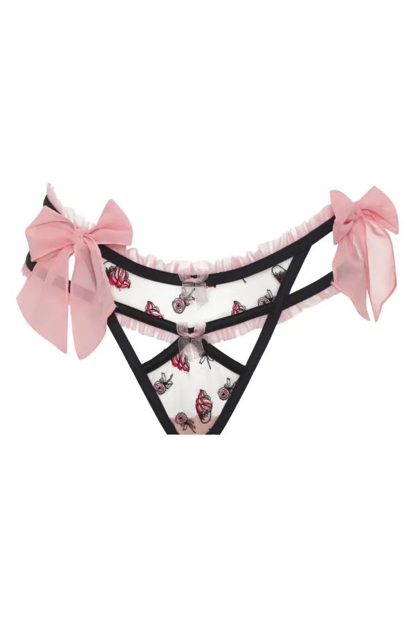 New For Love & Lemons Rosie Bow Panty Black