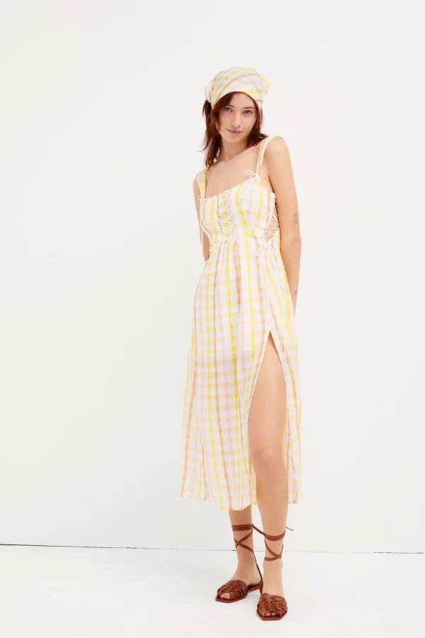 Clearance For Love & Lemons Rue Midi Dress Yellow