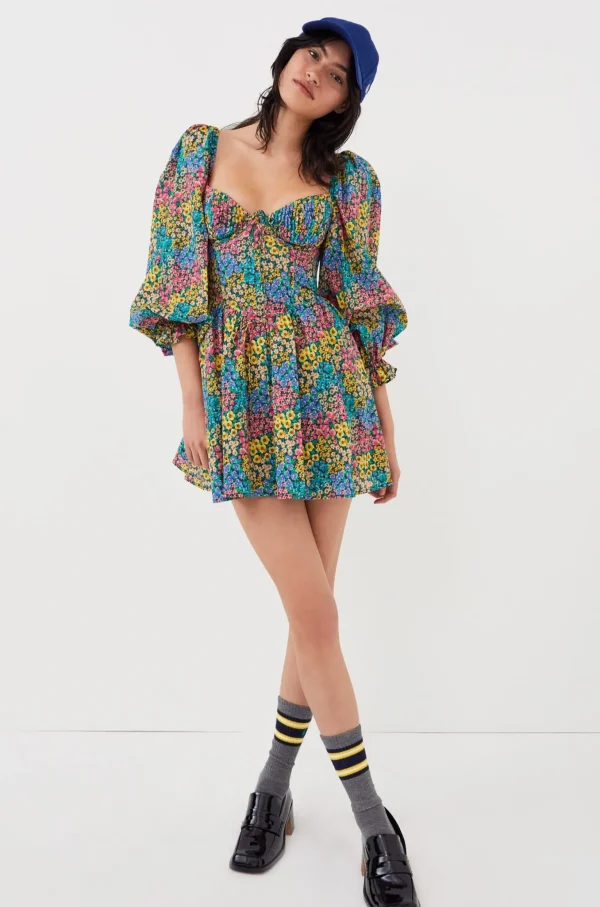 Online For Love & Lemons Ruth Mini Dress Blue