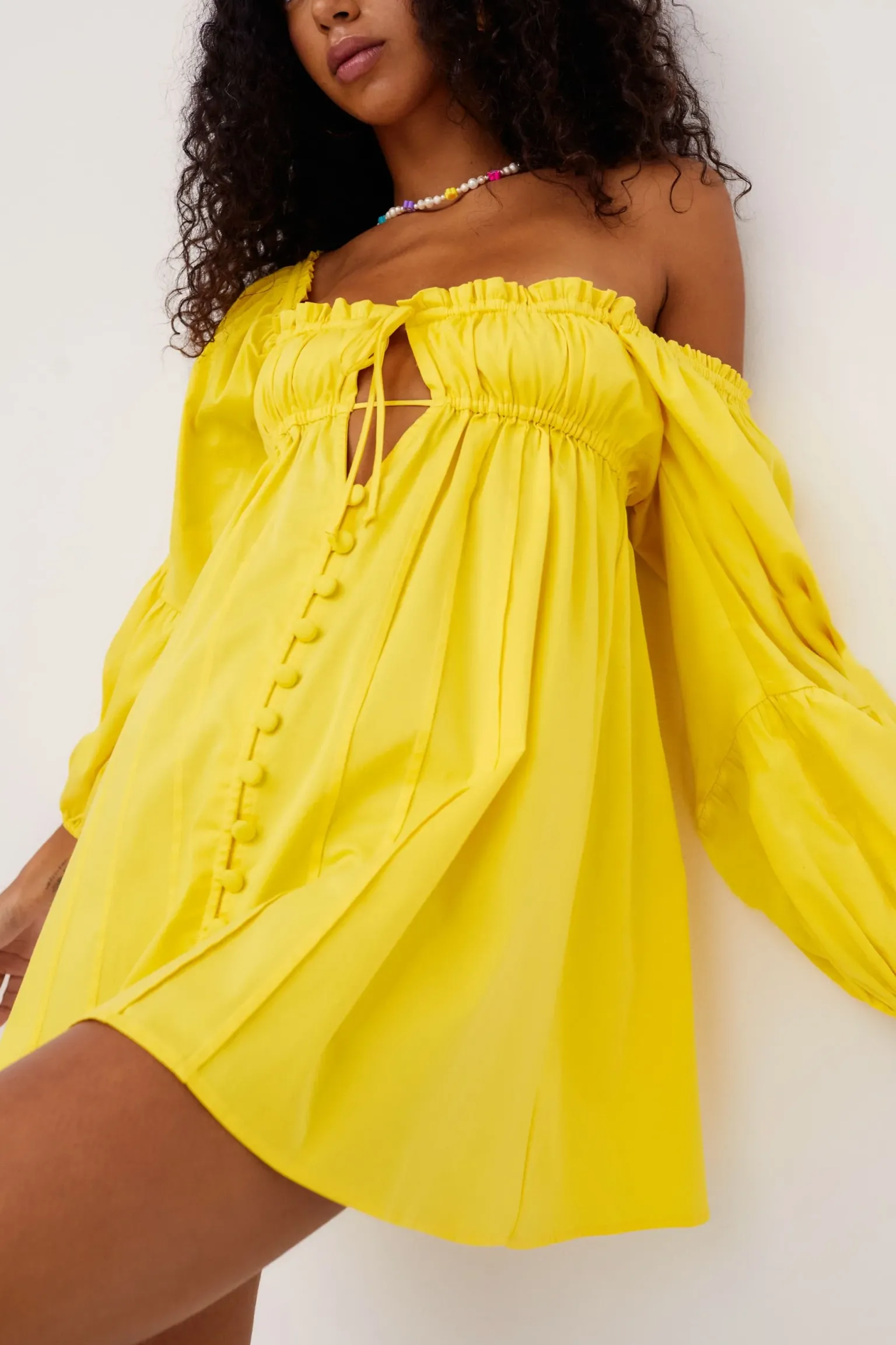 sierra_puff_sleeve_mini_d_0.webp Best Sale For Love & Lemons Sierra Puff Sleeve Mini Dress Yellow
