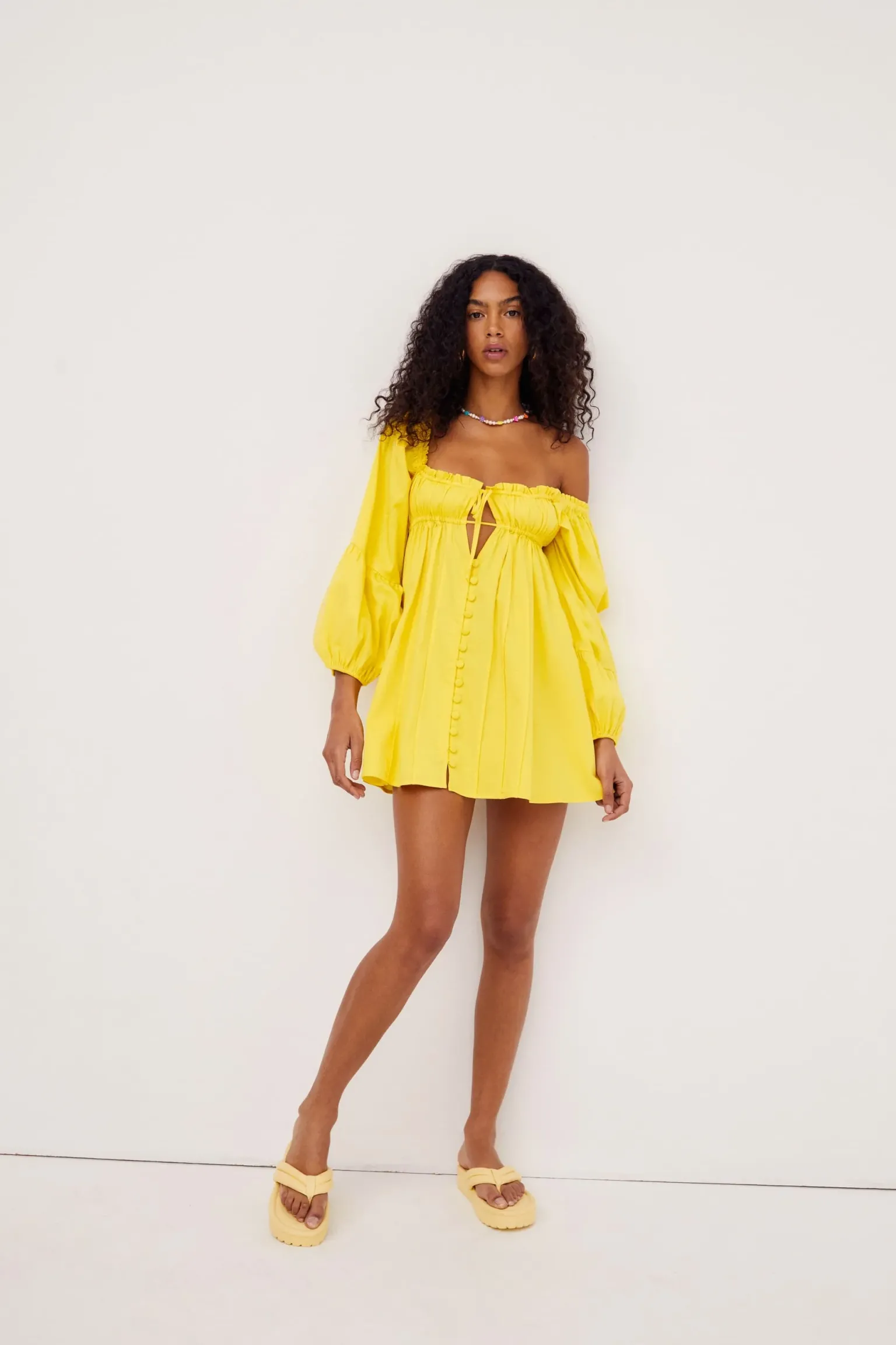 sierra_puff_sleeve_mini_d_2.webp Best Sale For Love & Lemons Sierra Puff Sleeve Mini Dress Yellow