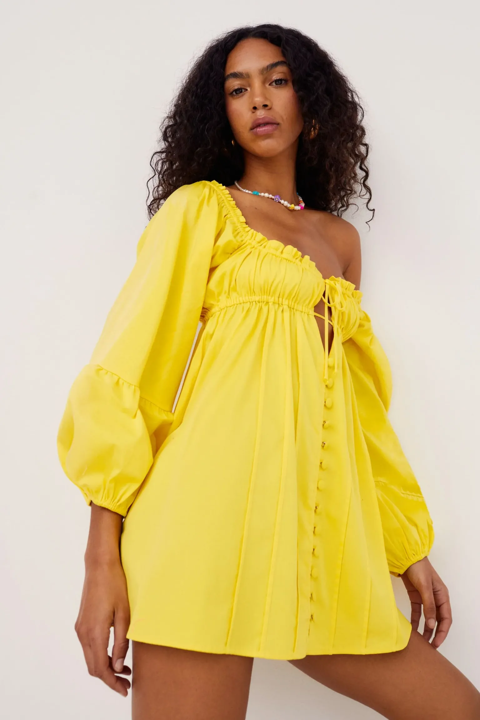 sierra_puff_sleeve_mini_d_3.webp Best Sale For Love & Lemons Sierra Puff Sleeve Mini Dress Yellow