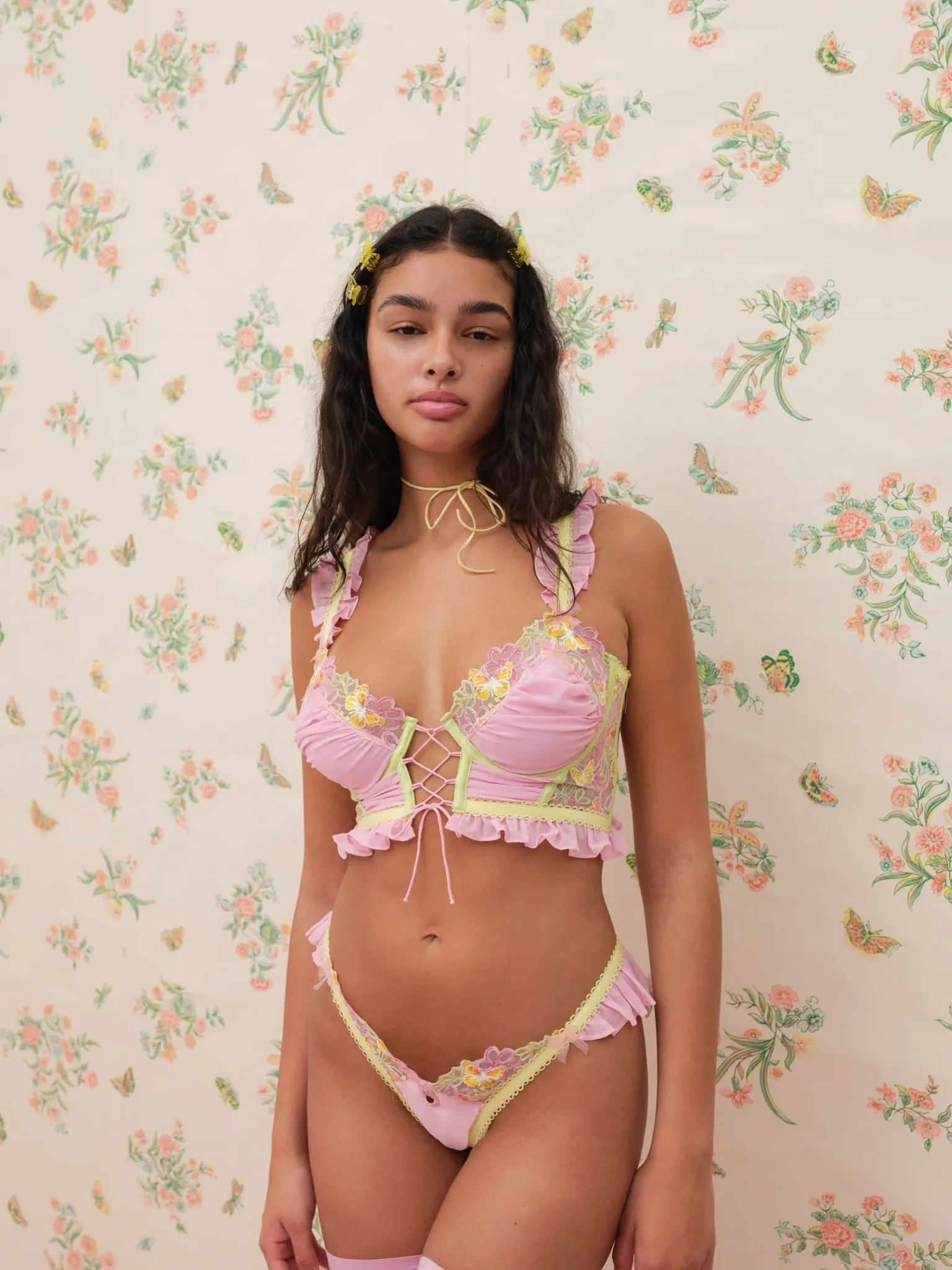 sunset_butterfly_ruffle_p_4.webp Clearance For Love & Lemons Sunset Butterfly Ruffle Panty Pink