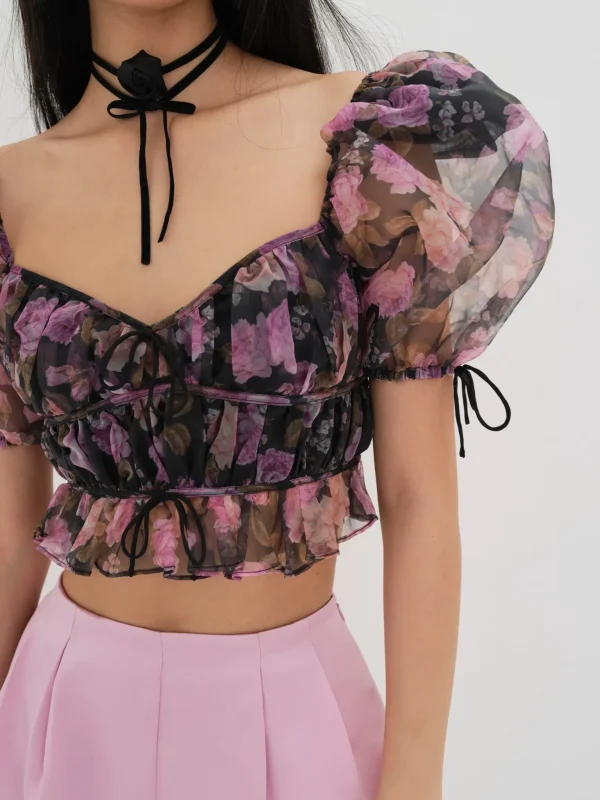 Hot For Love & Lemons Sunshine Crop Top Black