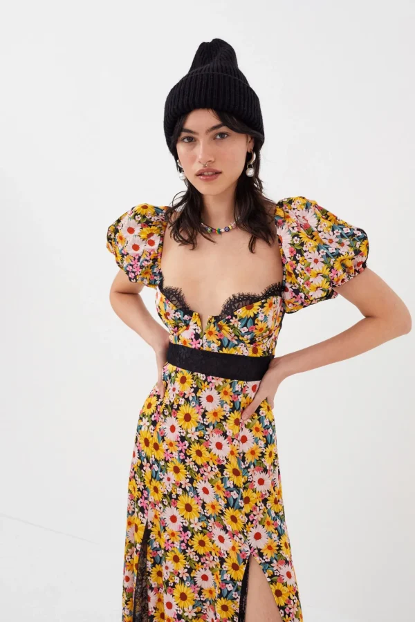 Shop For Love & Lemons Sylvia Maxi Dress Yellow
