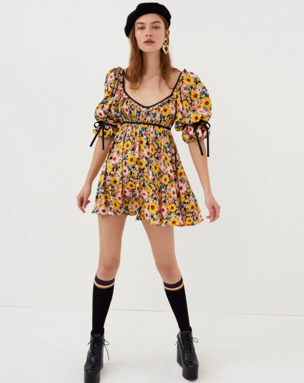 Best For Love & Lemons Sylvia Mini Dress Yellow