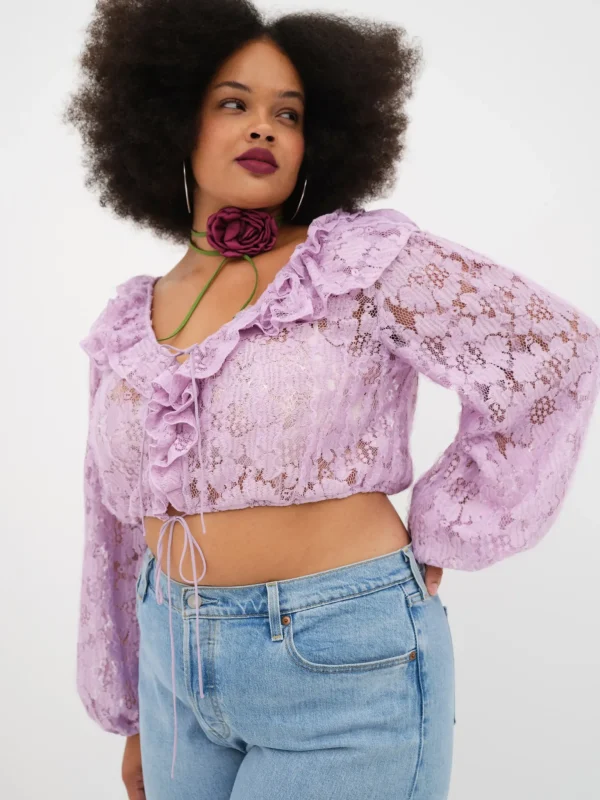 Clearance For Love & Lemons Tatiana Blouse Purple