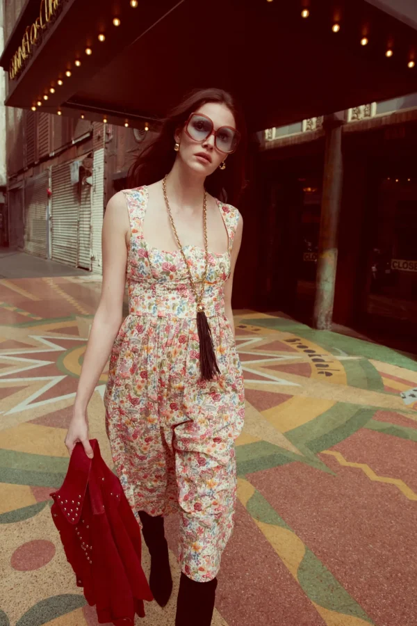 Discount For Love & Lemons Theodora Midi Dress Pink