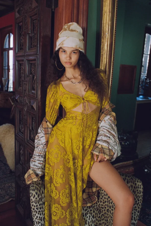 Cheap For Love & Lemons Tiana Midi Dress Yellow