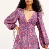 Best Sale For Love & Lemons Tonya Long Sleeve Mini Dress Purple