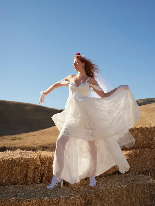 Cheap For Love & Lemons Vera Bridal Gown White