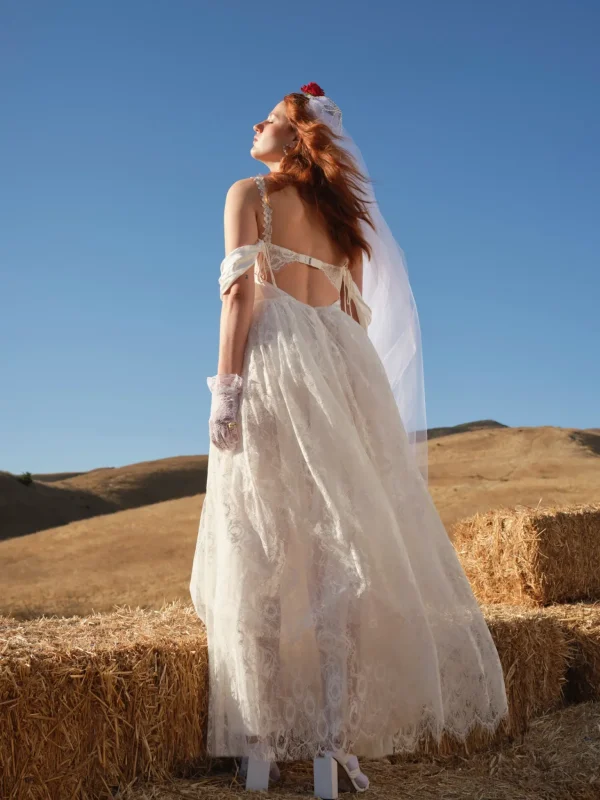 Cheap For Love & Lemons Vera Bridal Gown White