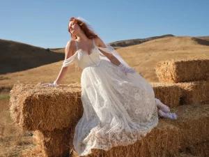 Cheap For Love & Lemons Vera Bridal Gown White